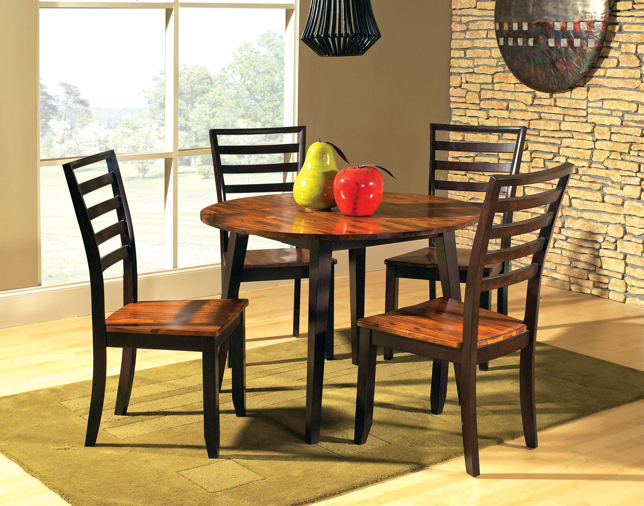 Steve Silver Abaco 5pc Round Dining Room Table Set in Acacia