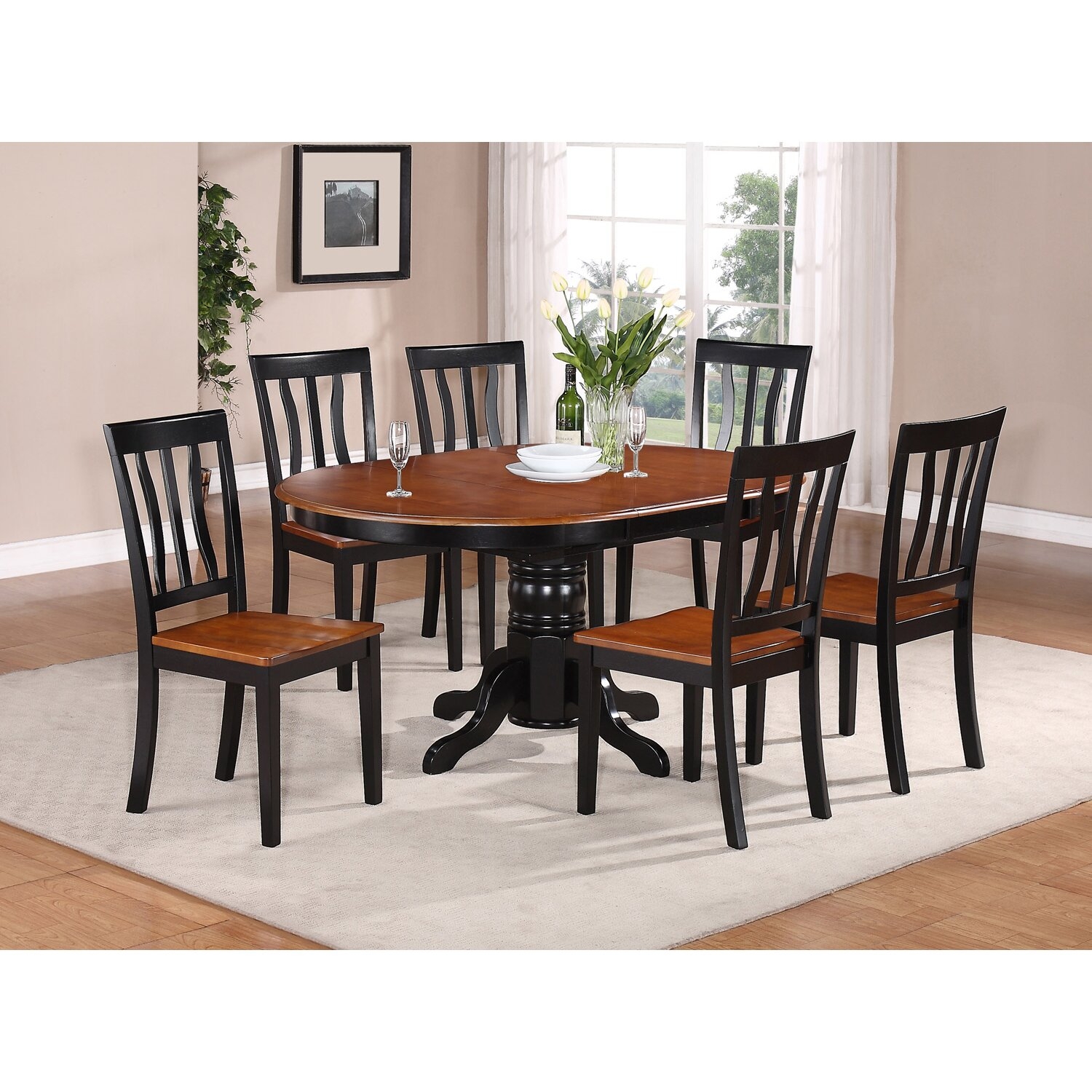 wooden oval dining table set