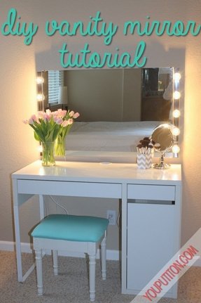 vanity diy mirror makeup lights tutorial desk bedroom mirrors ikea built cheap decor beauty put youputiton hollywood table lamps around