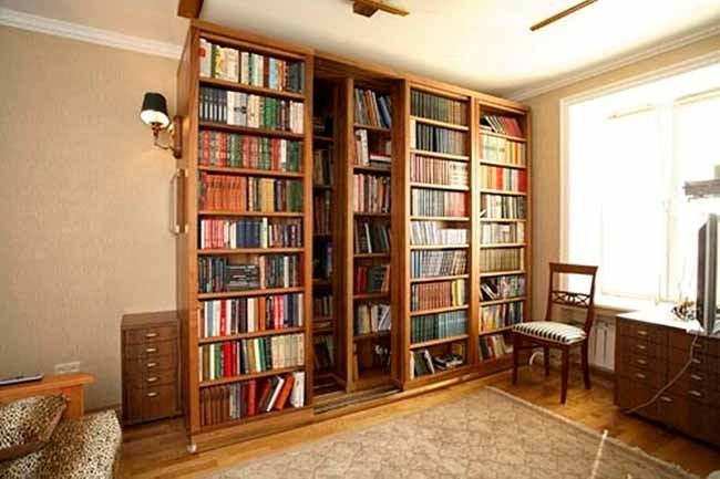 Bookshelf sliding door