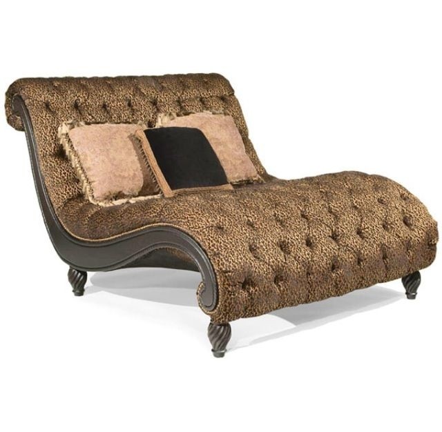 Chaise Lounge Chair W Panther Lion Print Tufted Oversized Large Silk Blend New