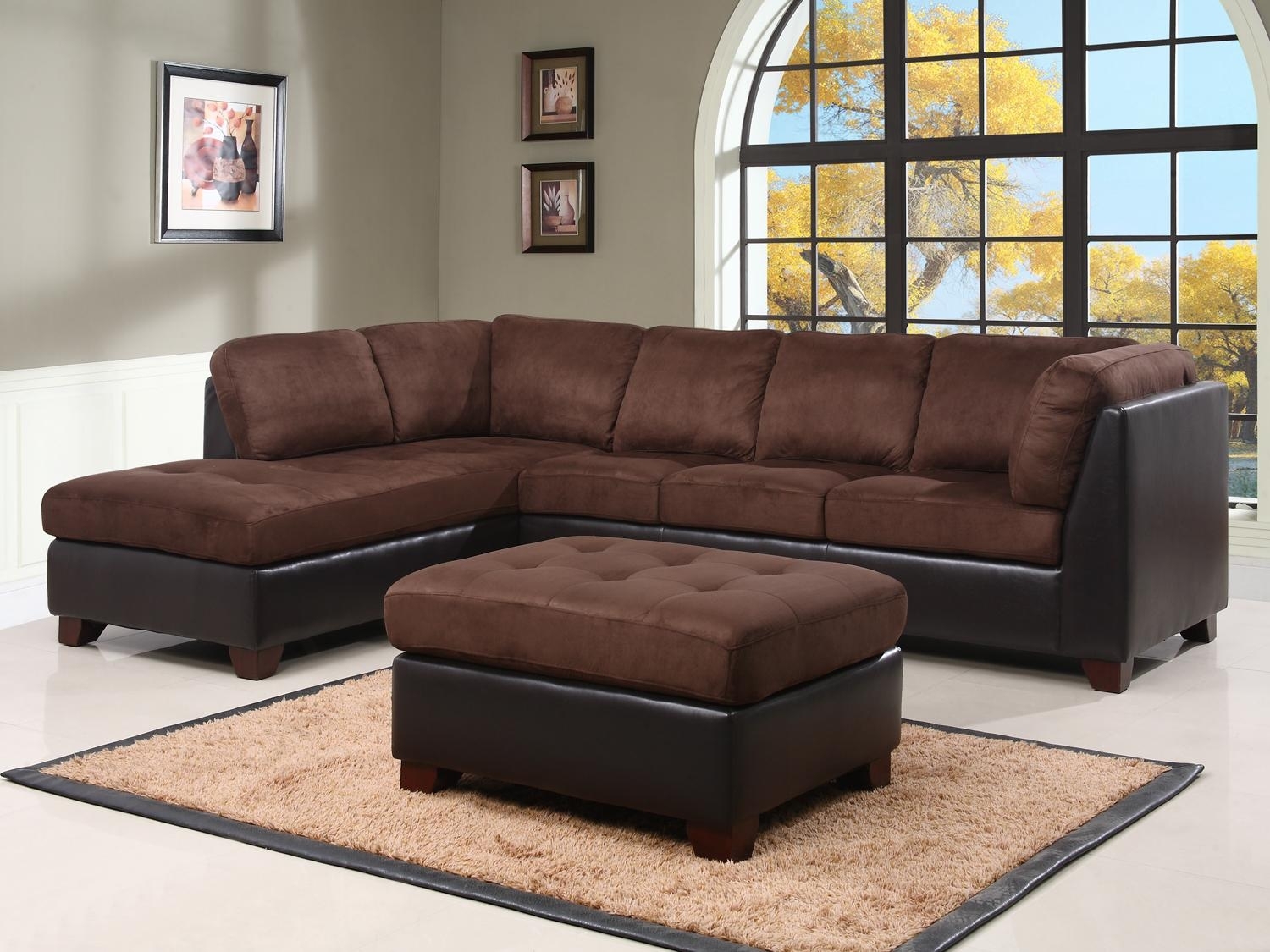 Charlotte dark brown sectional sofa and ottoman