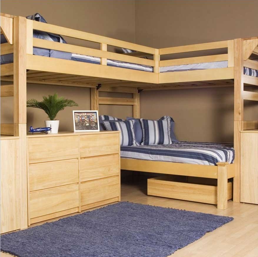 built in corner bunk beds