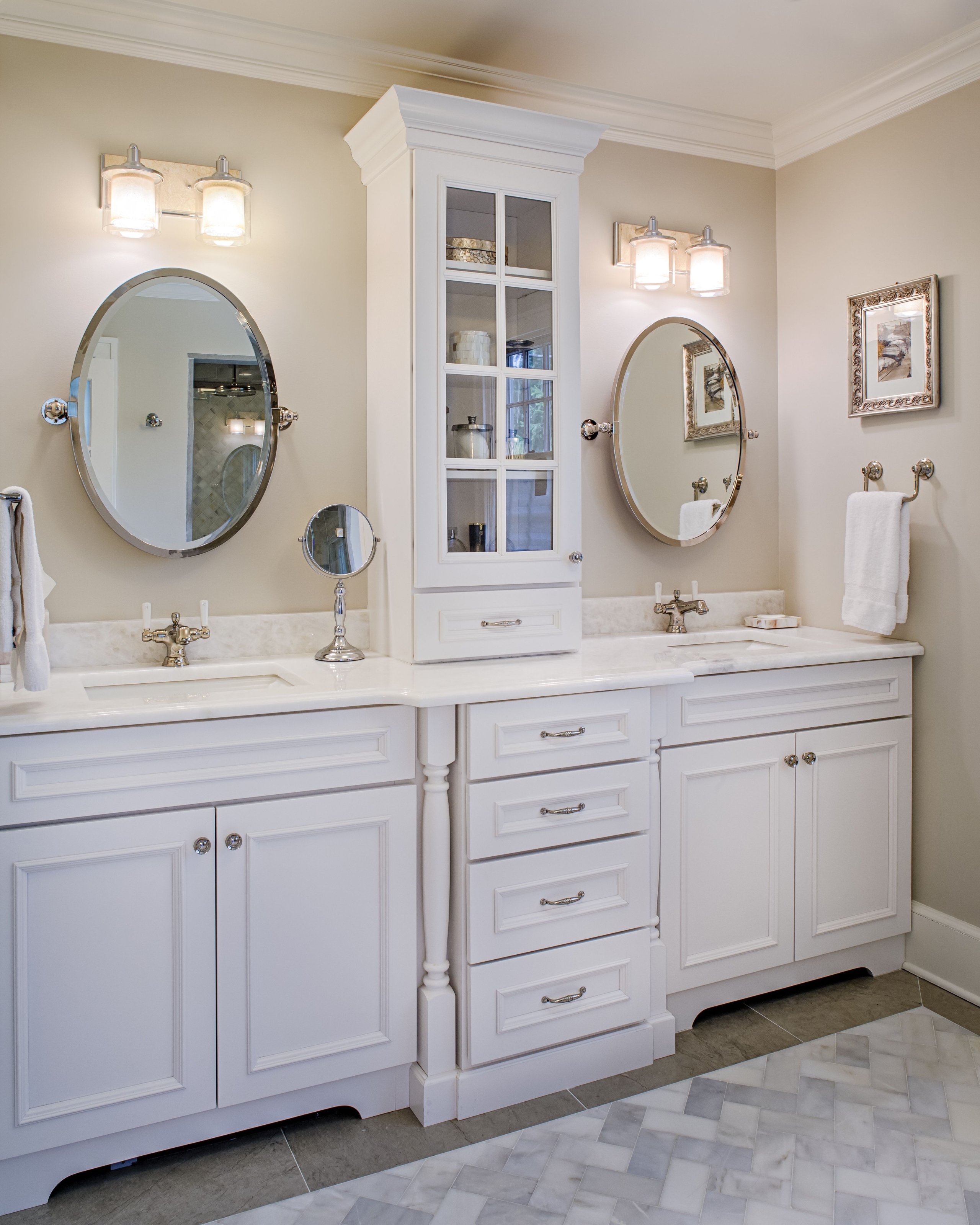 Double Sink Vanity With Middle Tower - Foter