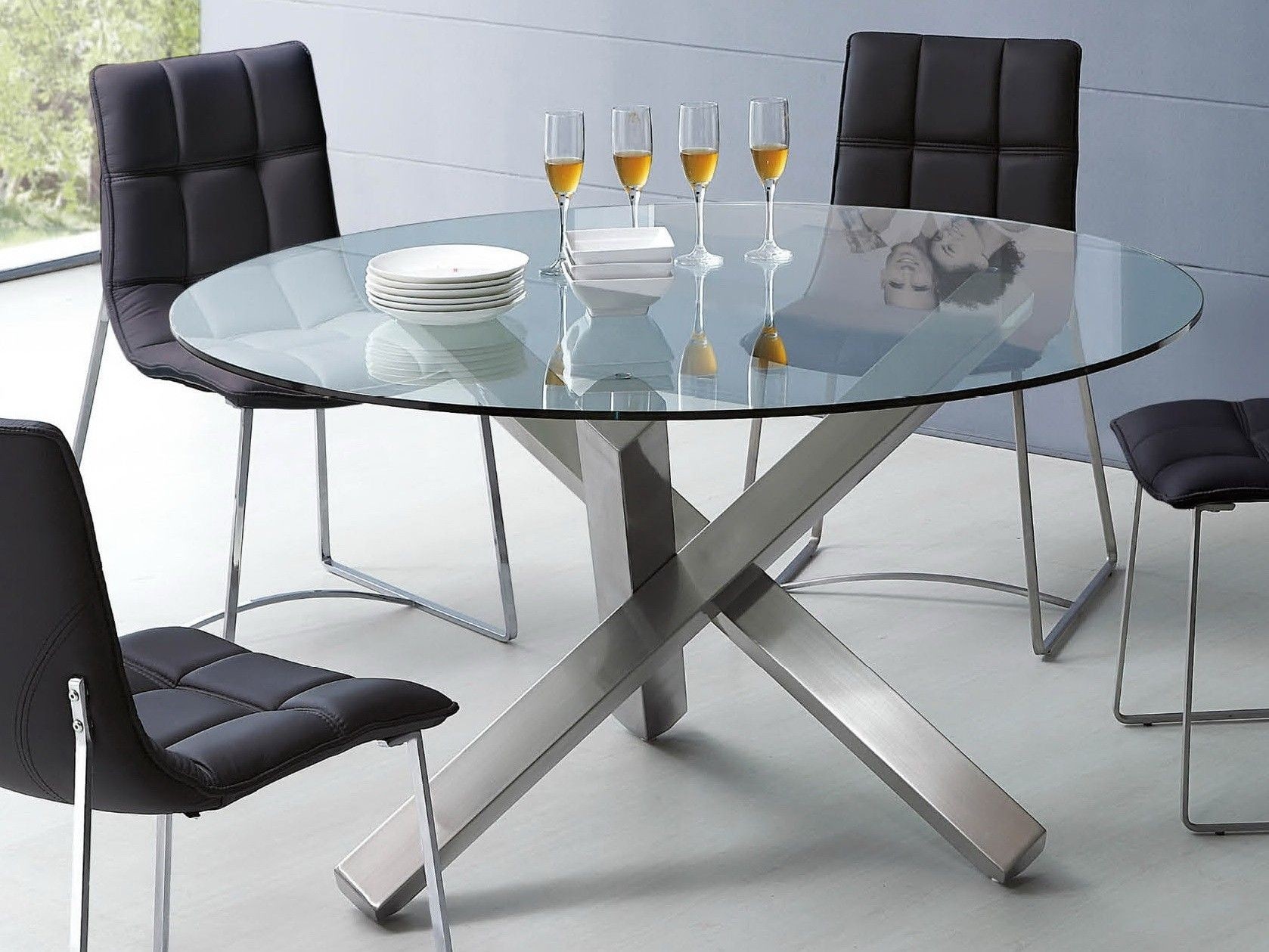 Glass and metal dining table 1