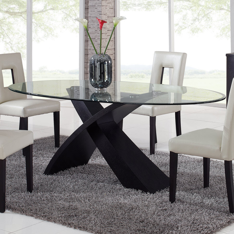 modern oval glass top dining table