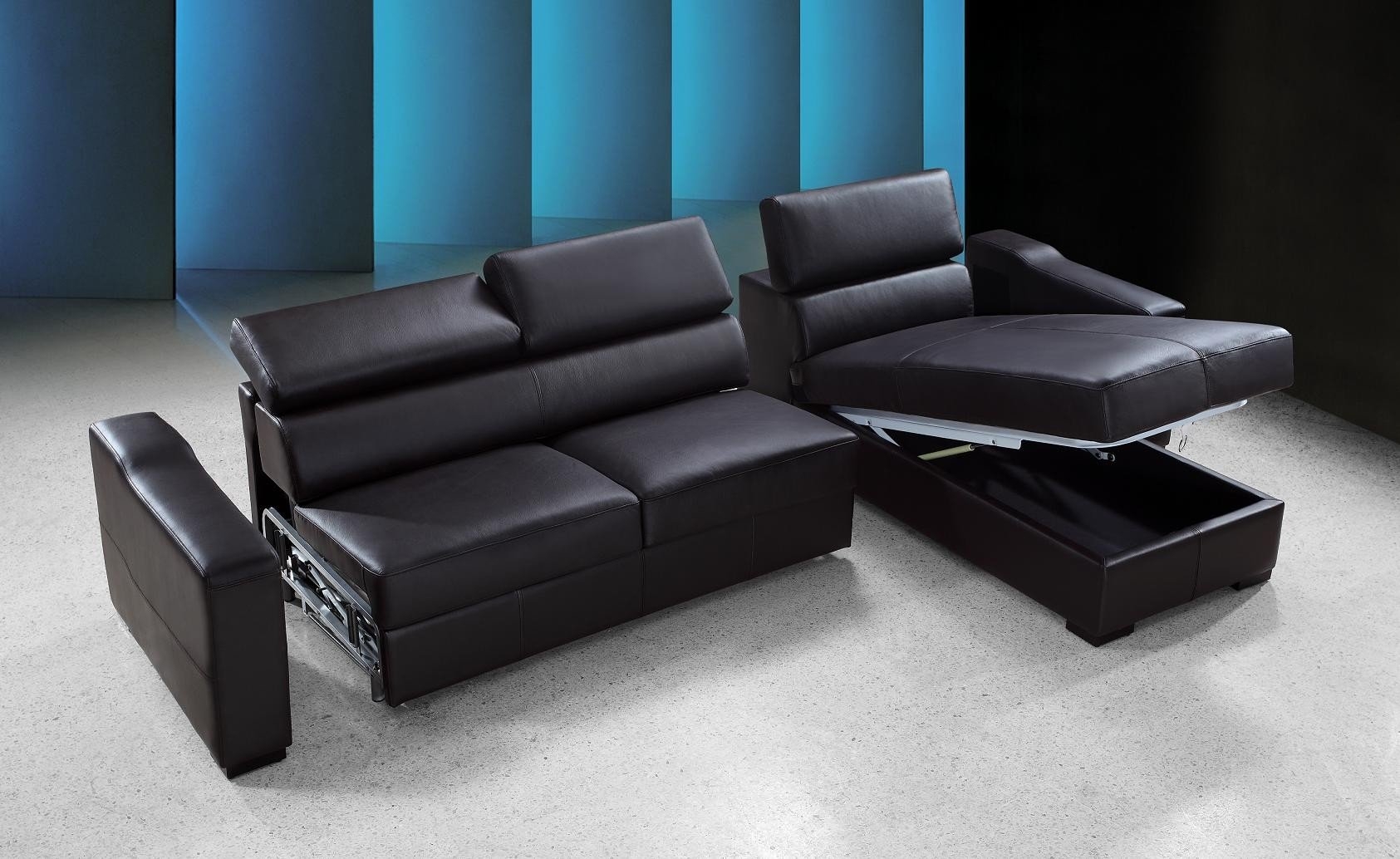 Leather sectional sofa with sleeper 2