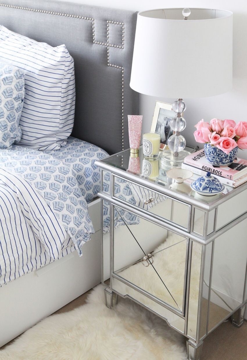 small mirrored bedside table