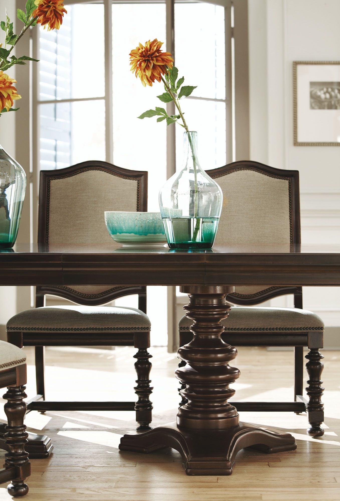 Oak double pedestal dining table