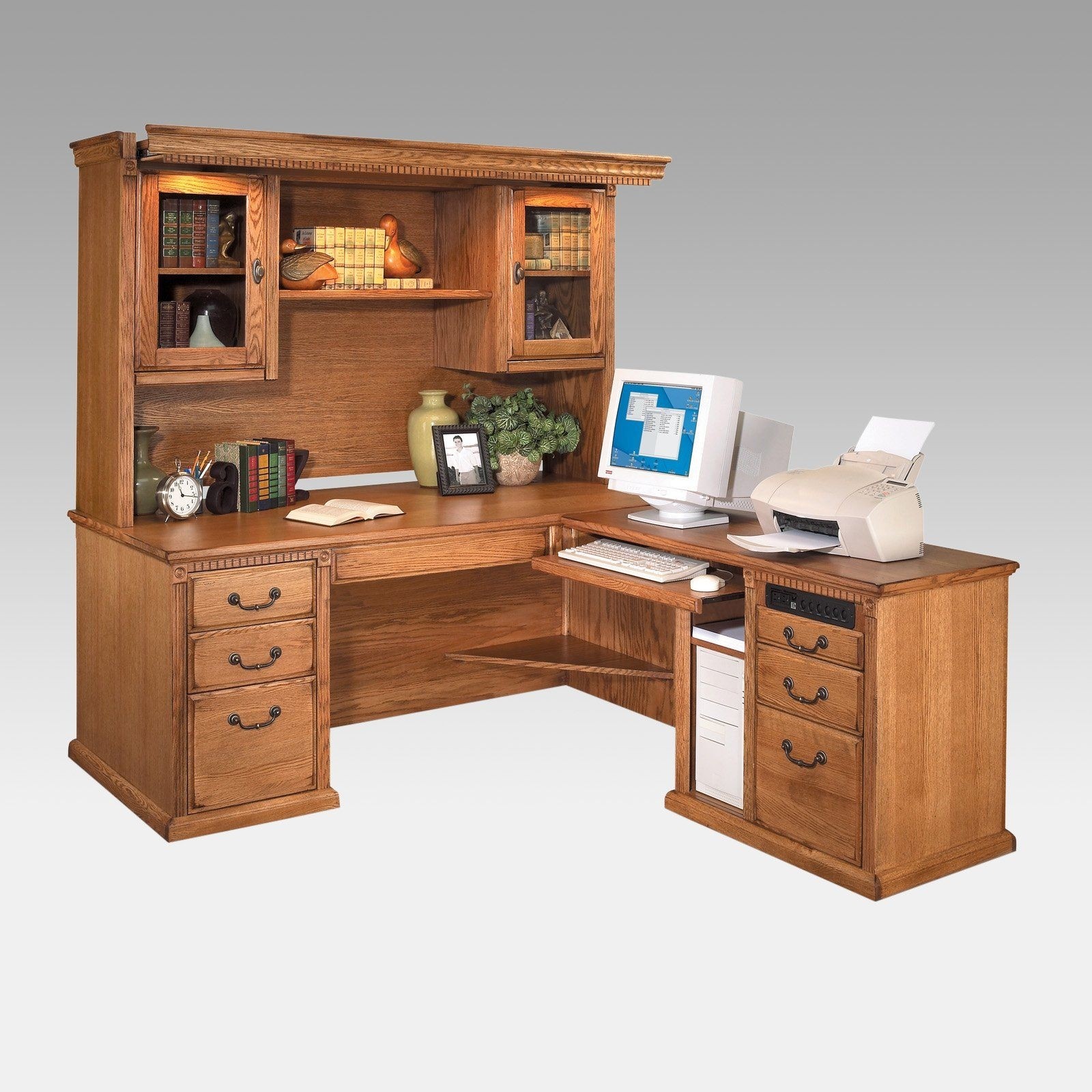 Oak l shaped desk