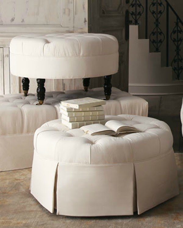 Round tufted ottoman coffee table