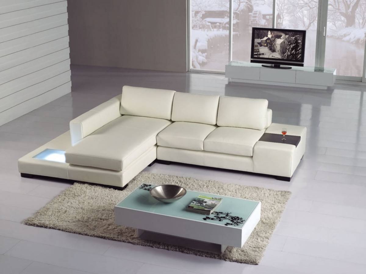 Small white leather sectional