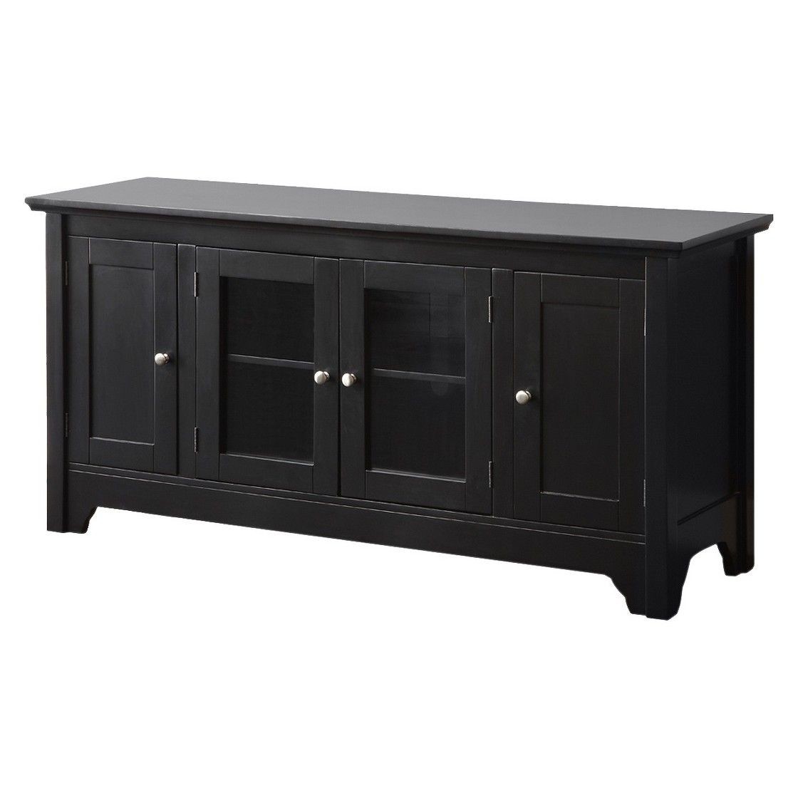 Solid wood tv stand black 52