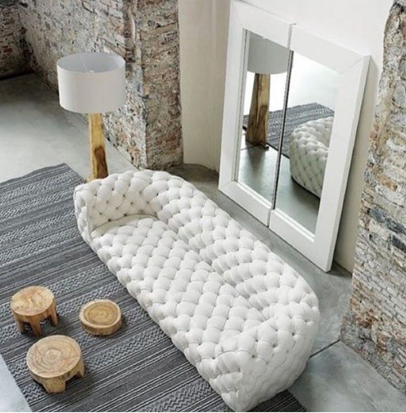 Tufted White Leather Sofa - Foter