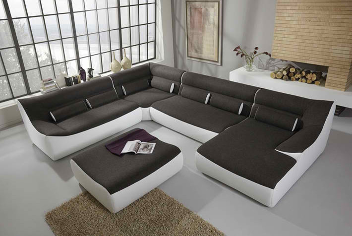 White sectional sofa with chaise