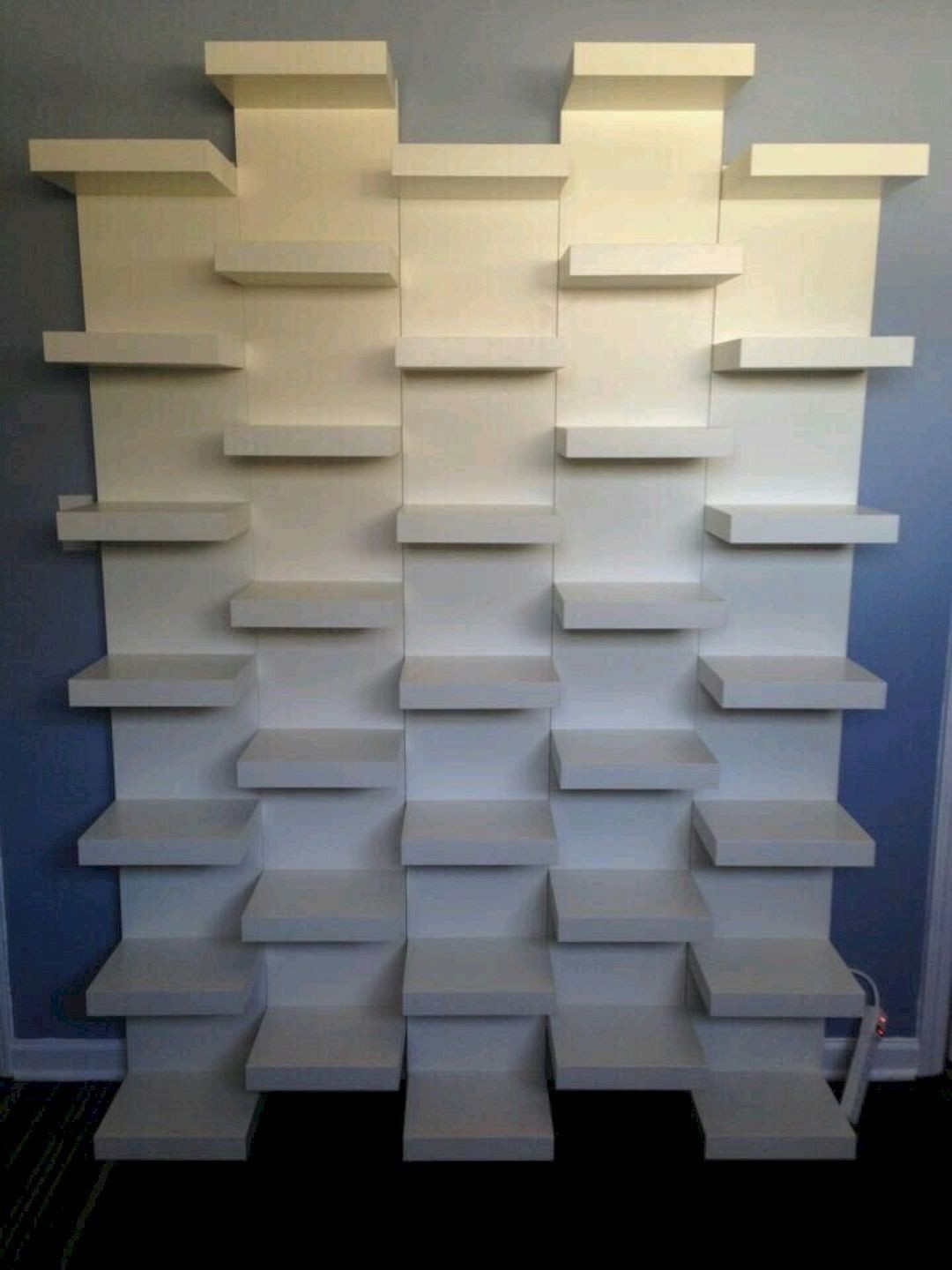 White wall mount shelves