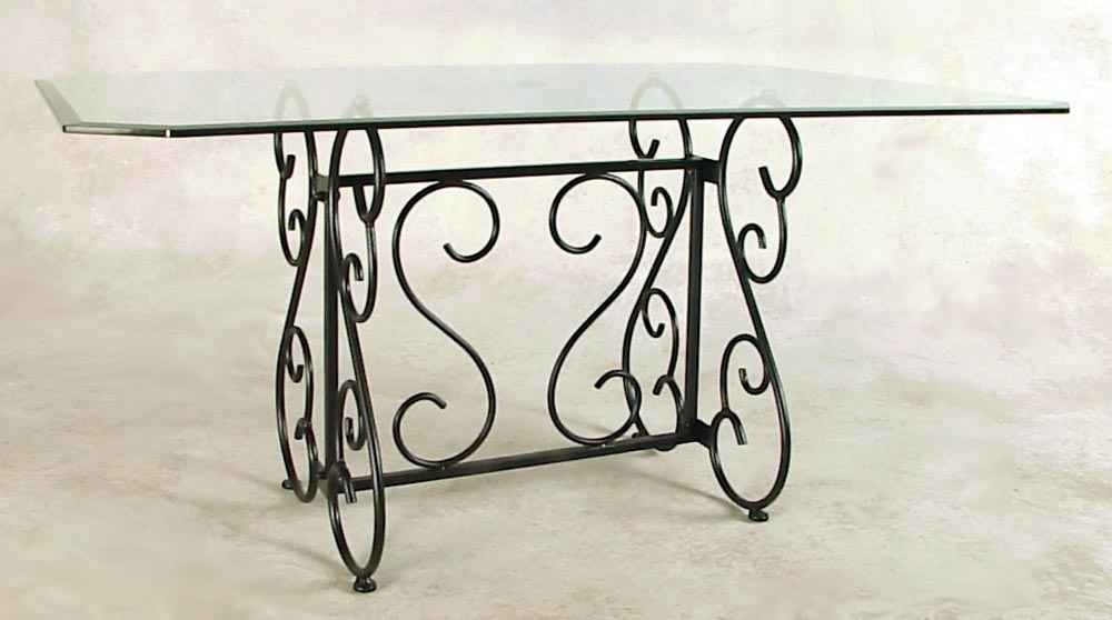 Wrought iron table bases for glass tops