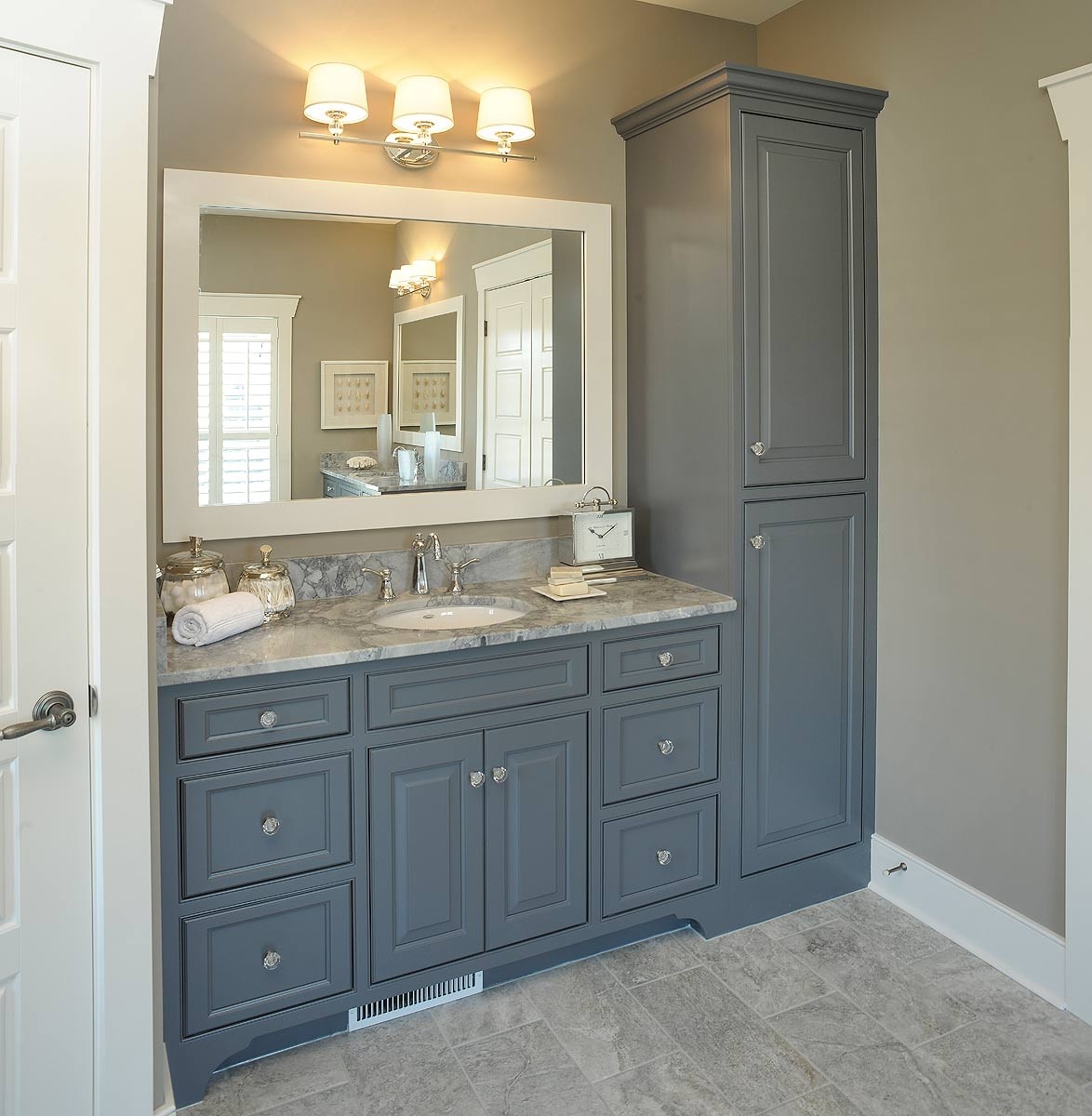 grey bathroom linen cabinets