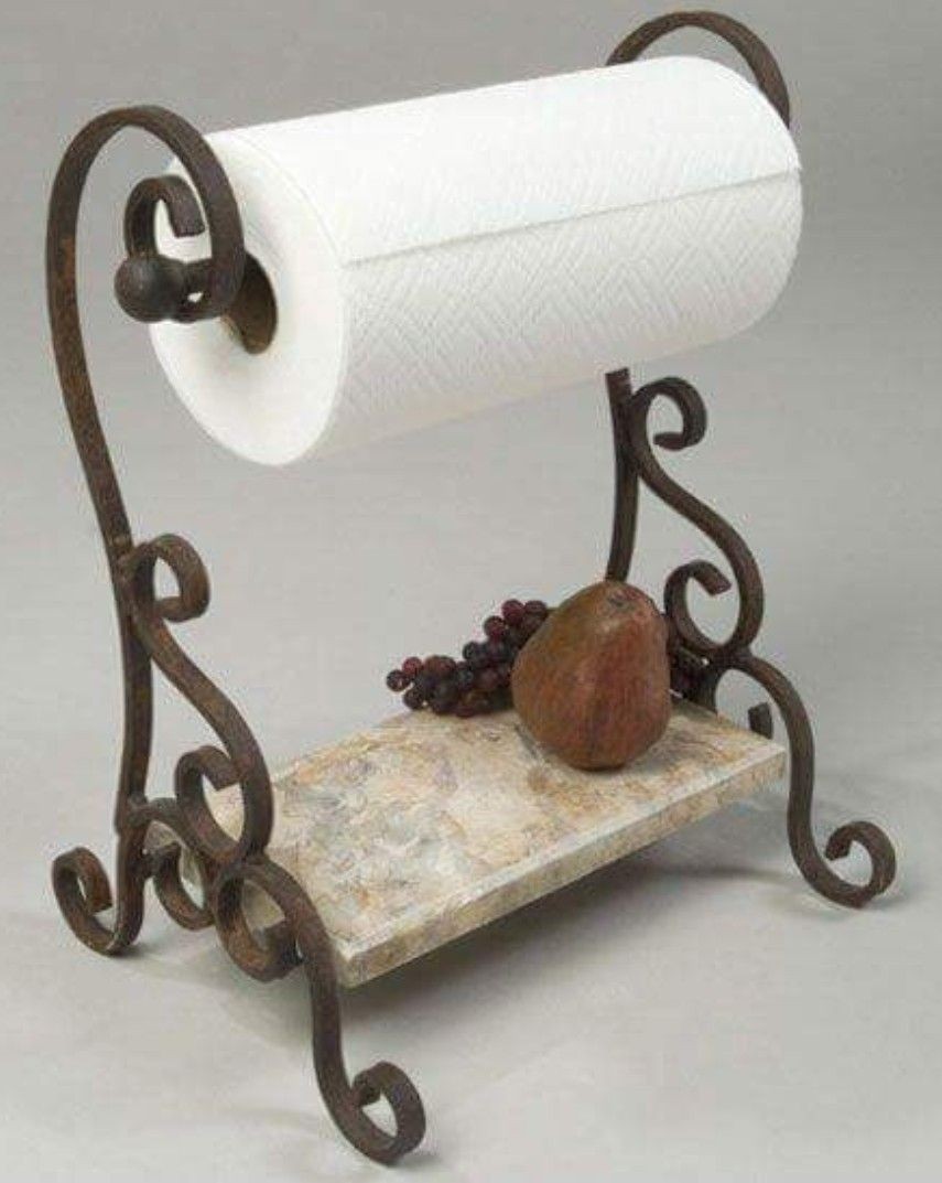 Vintiquewise Decorative Wood Paper Towel Holder with Stand for Kitchen,  Dining Room, and Office QI004389 - The Home Depot