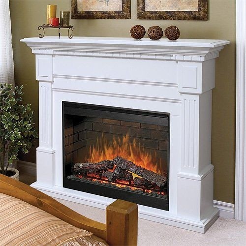 Electric fireplace with stone surround