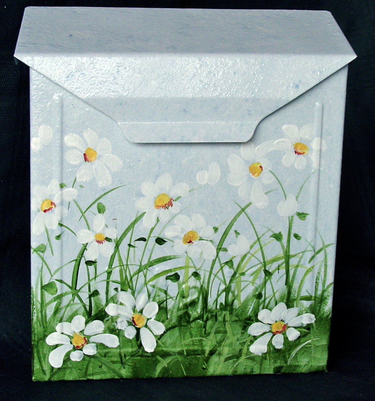 Hand painted mailbox with white daisies