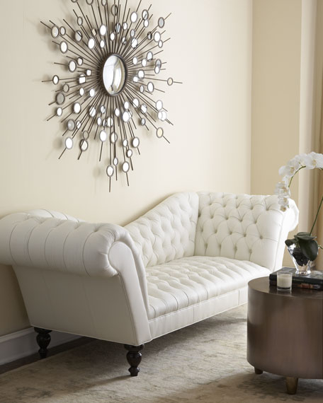Leather couch tufted