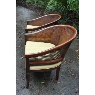 Mid century cane back barrel chairs hollywood glam 2