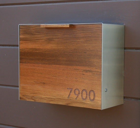 Modern Mailbox Large Teak And Stainless