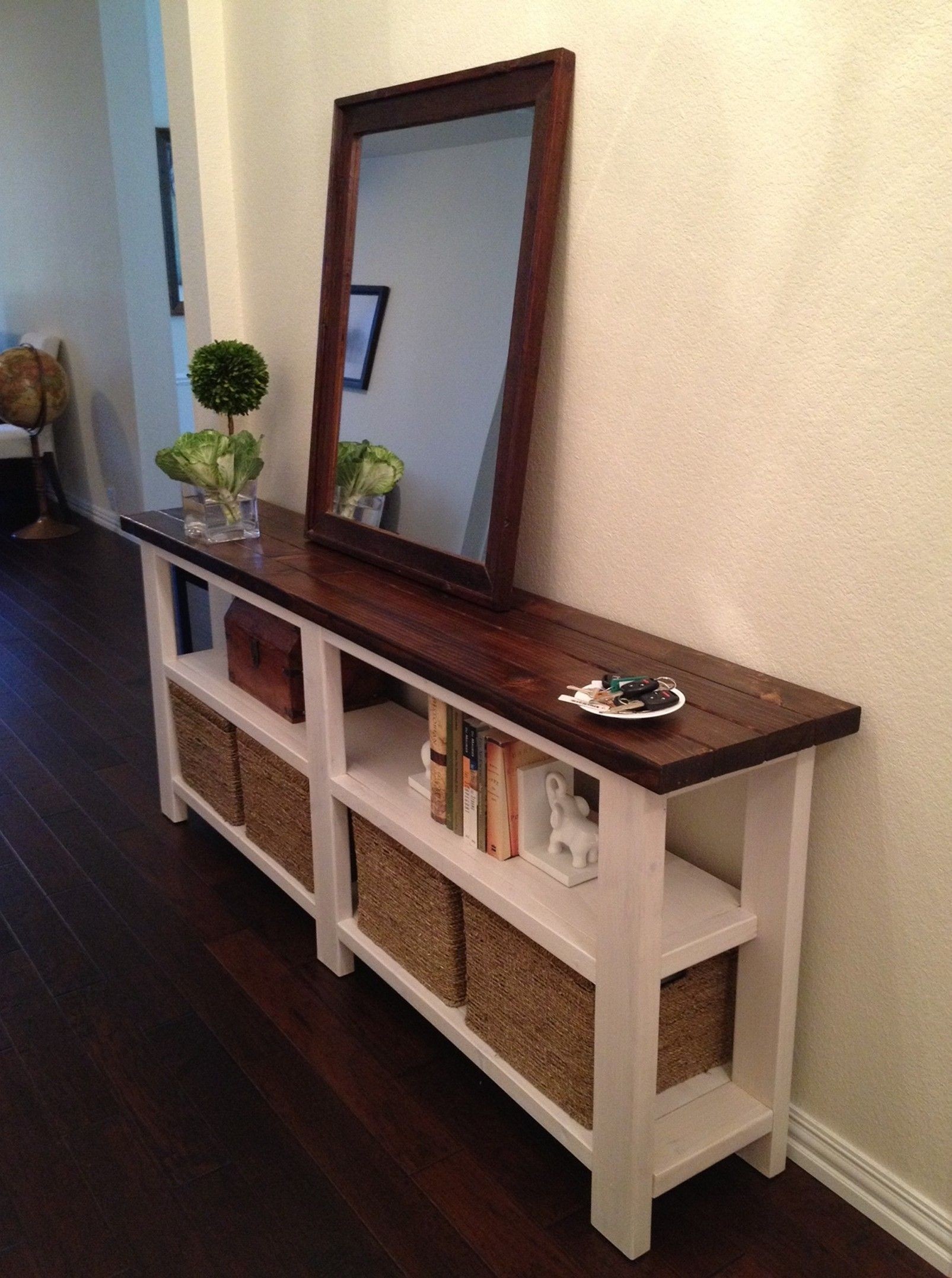 Wood Behind Couch Safa Table with Storage, Long Narrow Console Table  Entryway