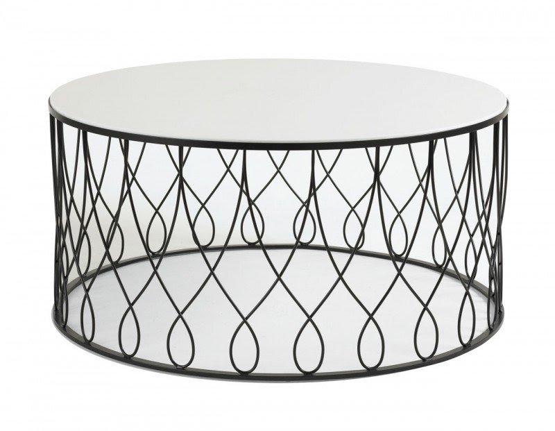 Round glass coffee table metal base 4