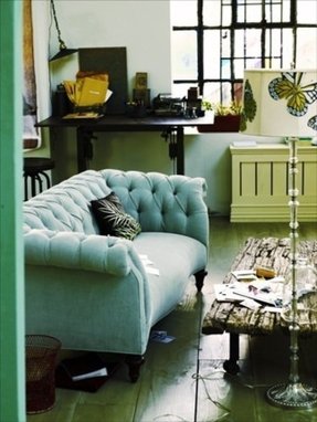 Teal Tufted Sofa - Foter