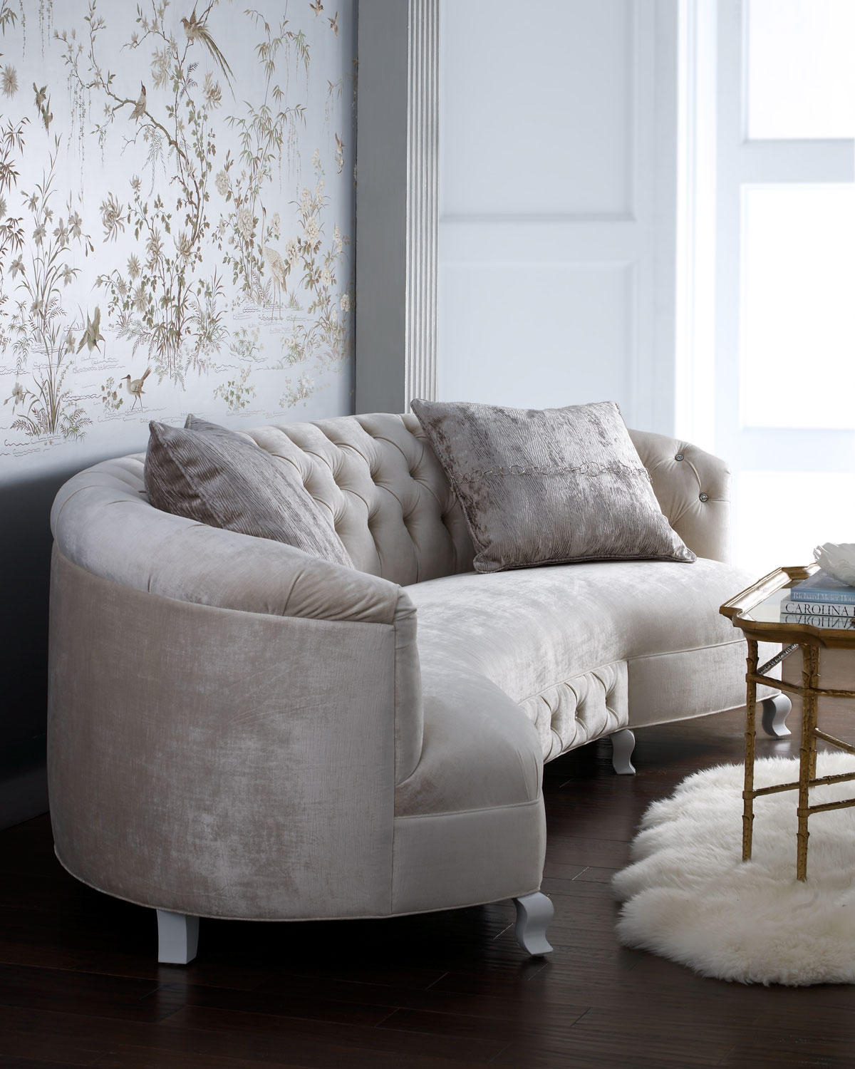 Tufted white couch