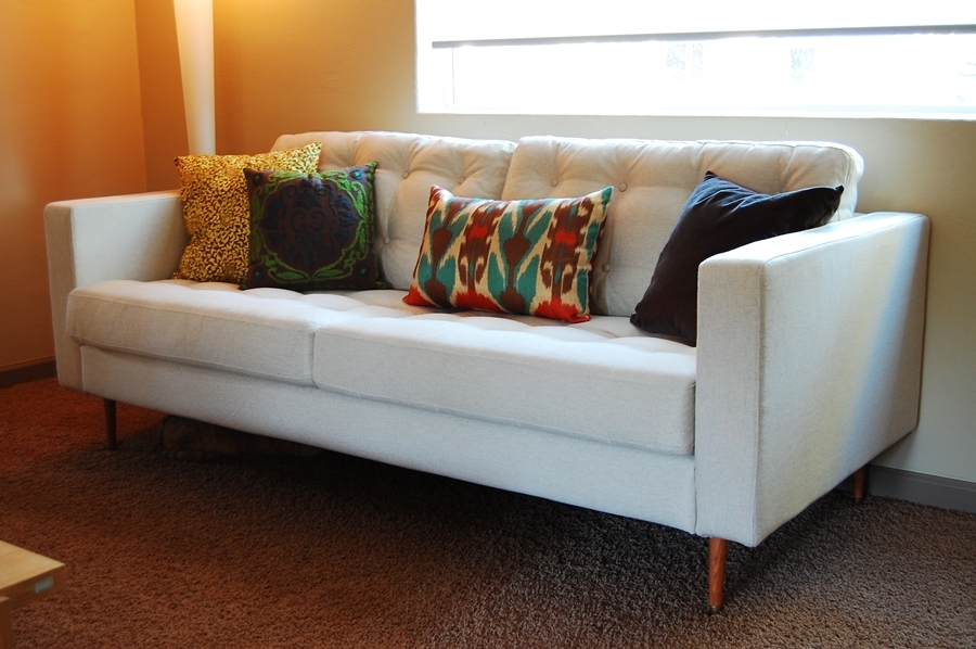 Tufted White Leather Sofa - Foter