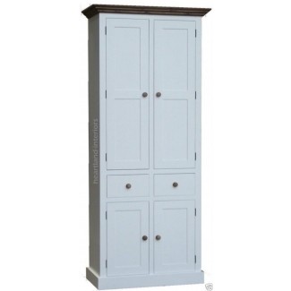 100 Solid Wood Cupboard 7ft White Painted Shoe Linen Larder Kitchen Cabinet