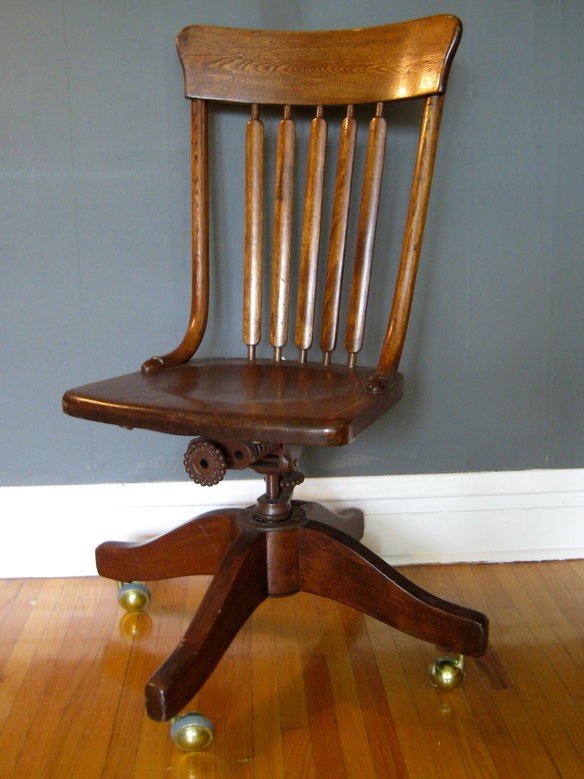 antique wooden revolving chair