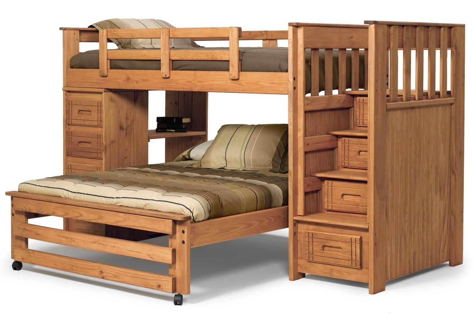 Chelsea Home Twin Over Full L Shaped Bunk Bed With Stairway And 4 Drawer End