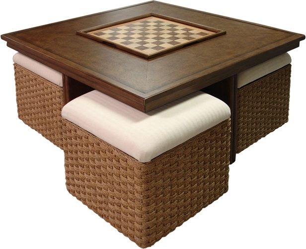 Coffee table with nesting ottomans 21