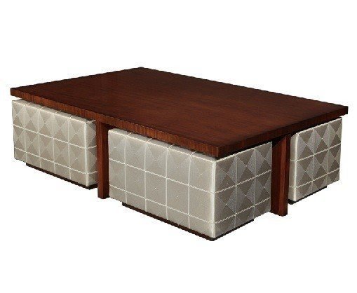Coffee table with nesting ottomans 6