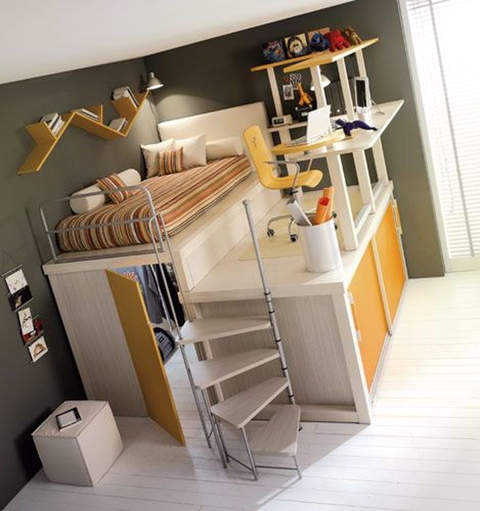 loft bed with vanity and desk