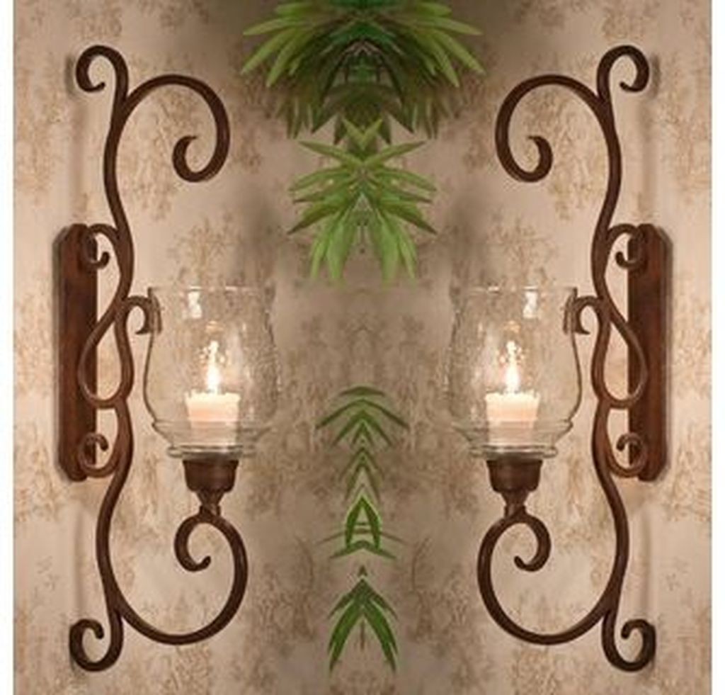 Large candle wall sconces wrought iron