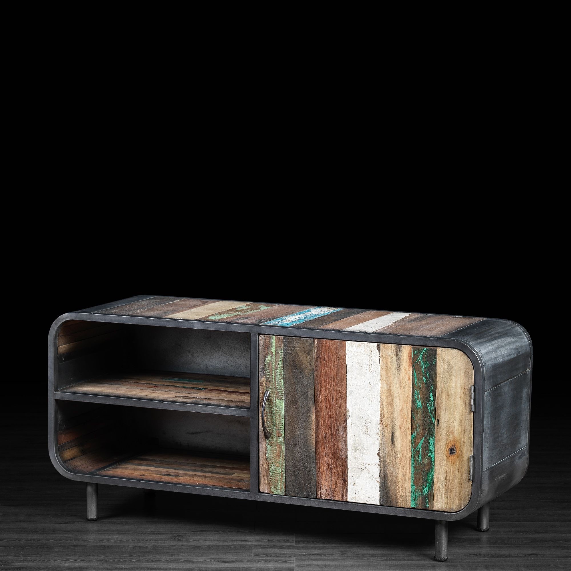 Media console stand made of recycled