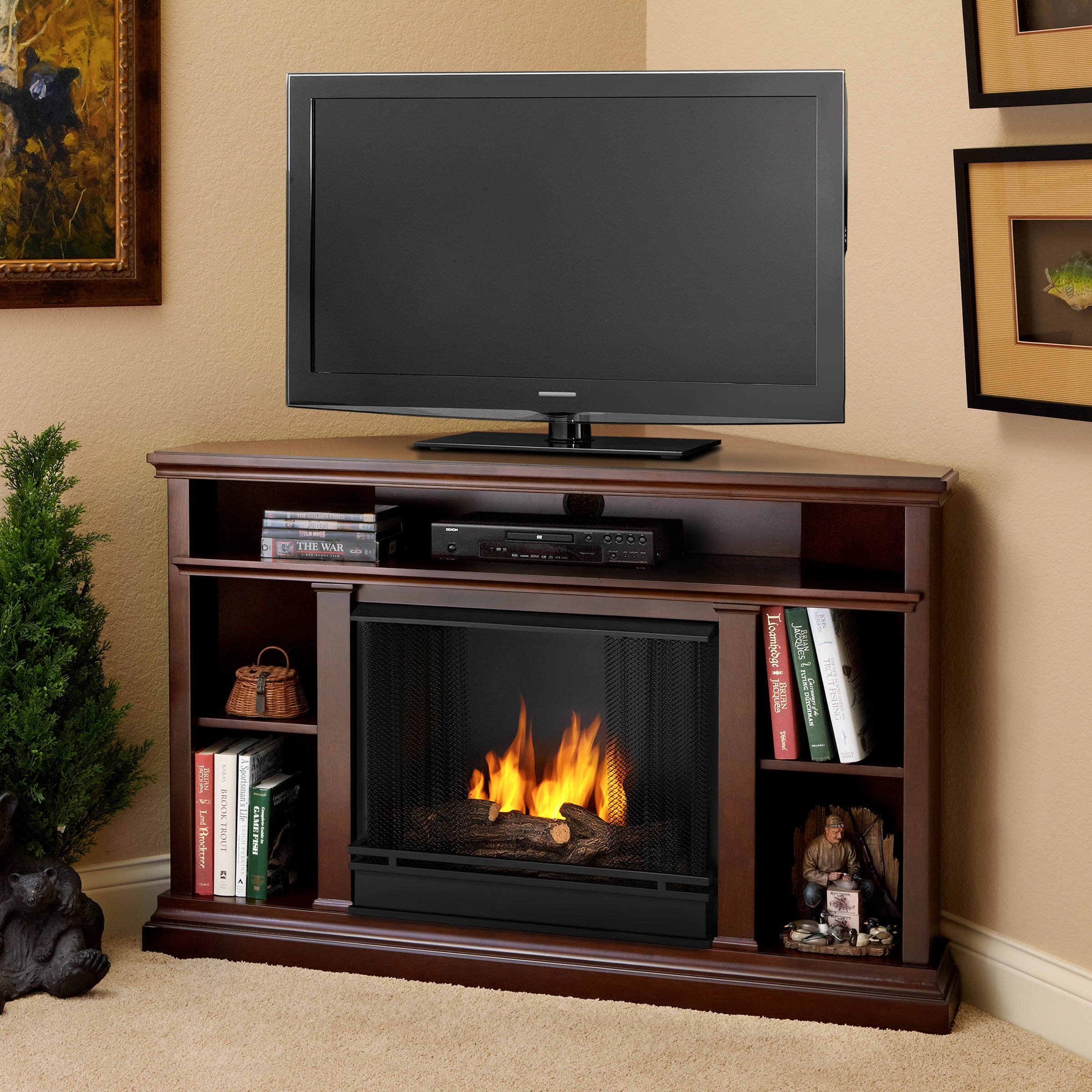 Real Flame Churchill 51 Ventless Tv Stand With Gel Fuel Fireplace