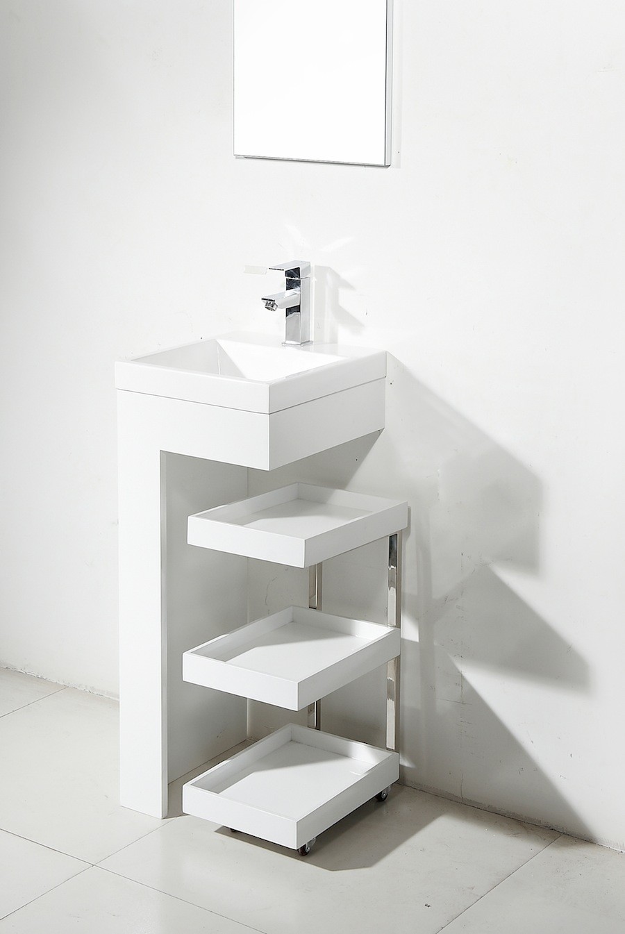 Resin Small Pedestal Sink Mobile Portable Vanity Cabinet Bathroom Shelf Linen