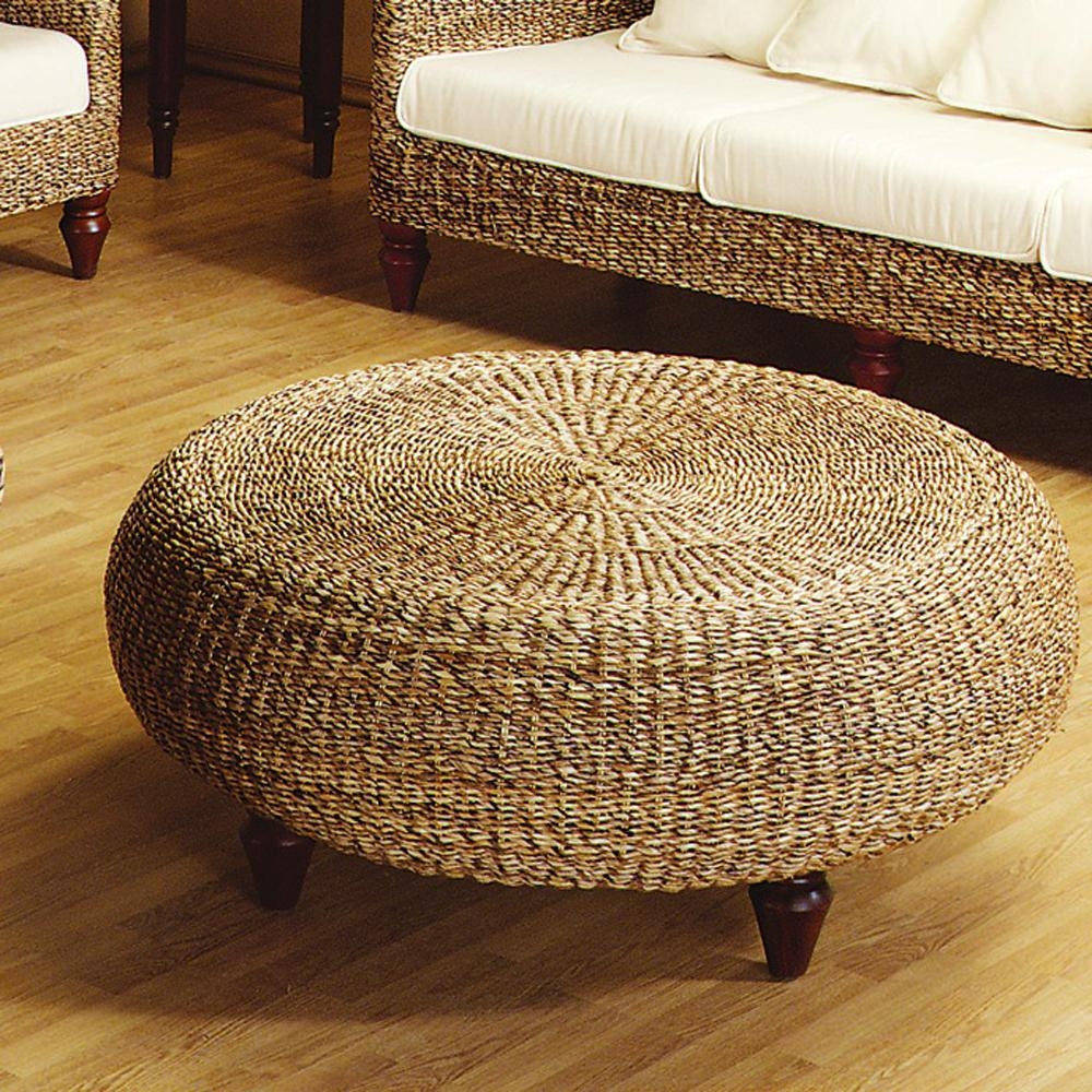 Round wicker ottoman coffee table