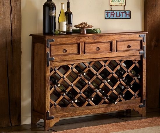 Narrow console table discount with wine storage