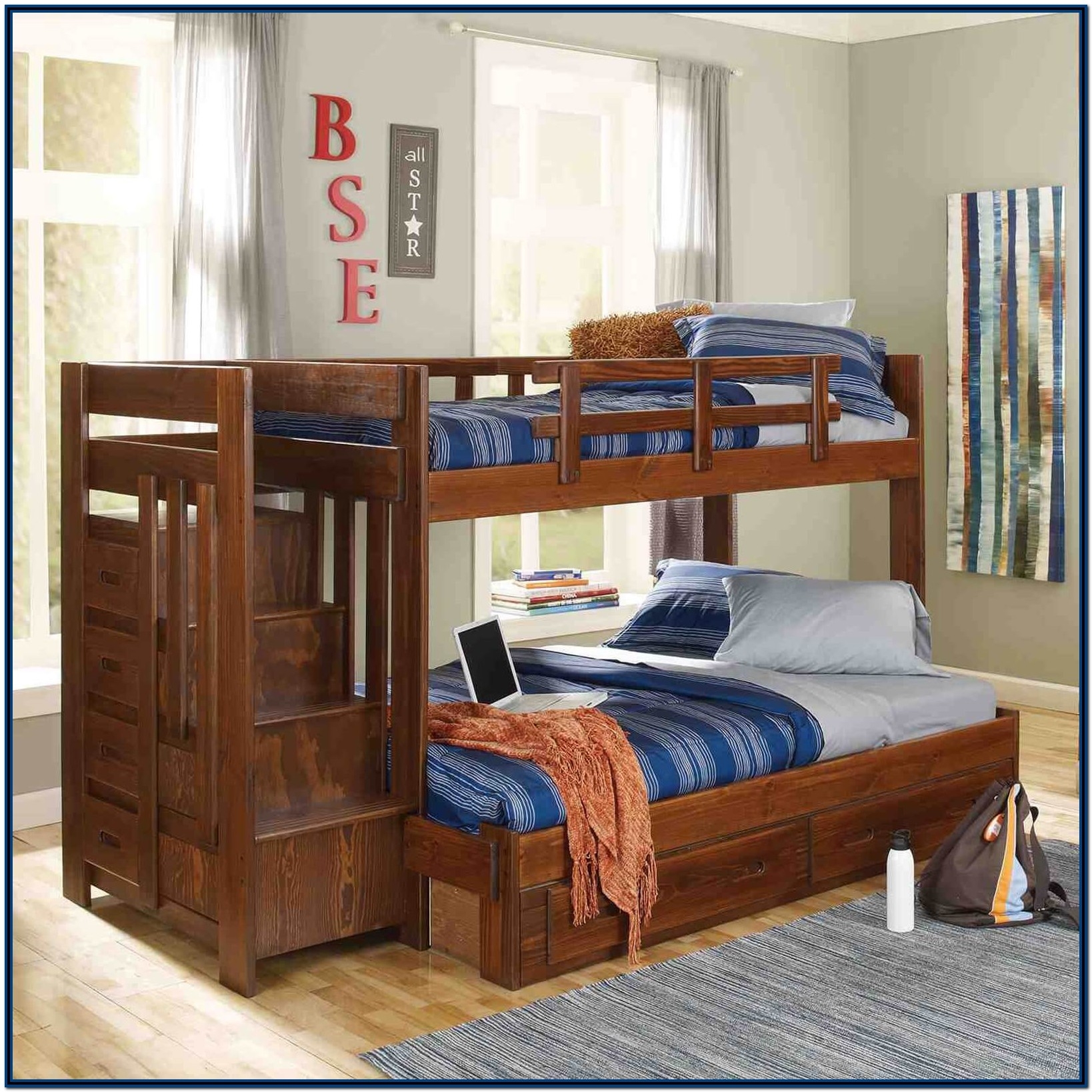 Solid Wood Bunk Beds With Stairs Ideas On Foter