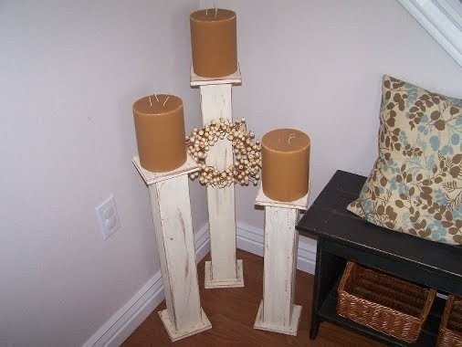 Unfinished wood candlestick holders