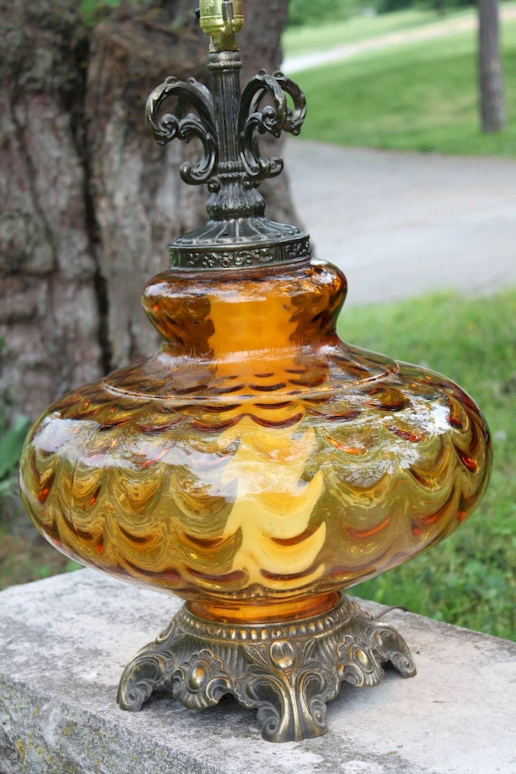 Vintage amber globe lamp nightlight