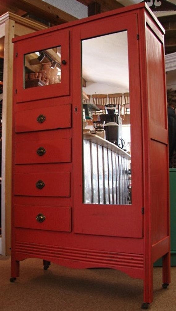 Vintage distressed red painted country