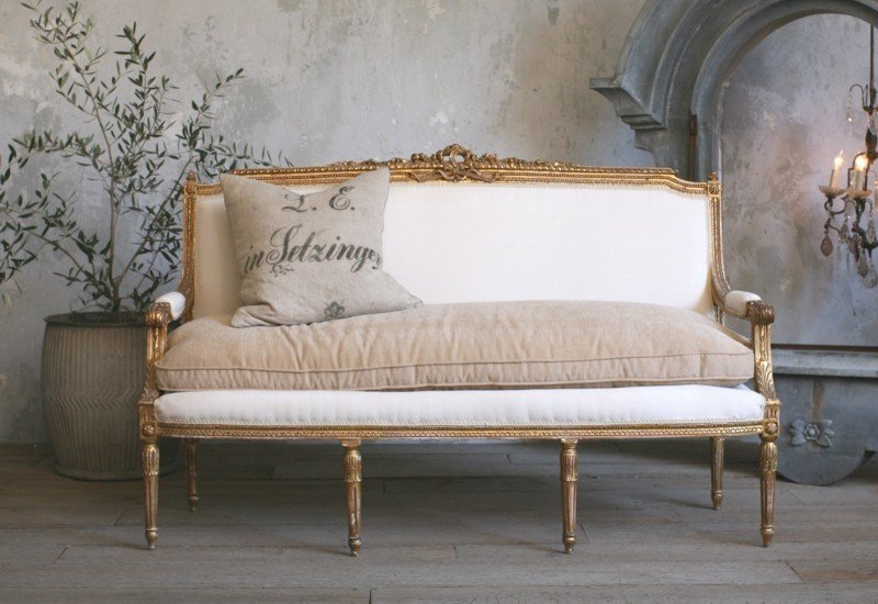 Vintage shabby louis xvi french style gilt settee love the